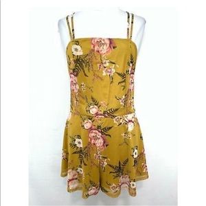 Xhilaration Mustard romper with flowers